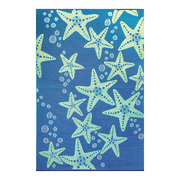 Product - 6' x 9' Starfish Outdoor Mat, Blue Green | 6' x 9' Starfish