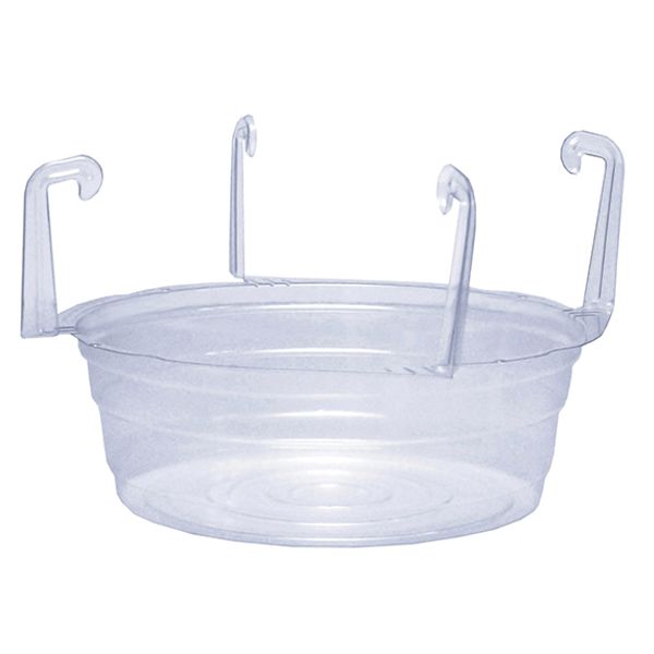 12 In. Clear Hanging Basket Drip Pan - Snap-On Tray With 4 Hooks